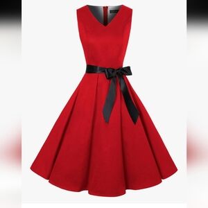 IHOT Red Swing Dress Retro Style